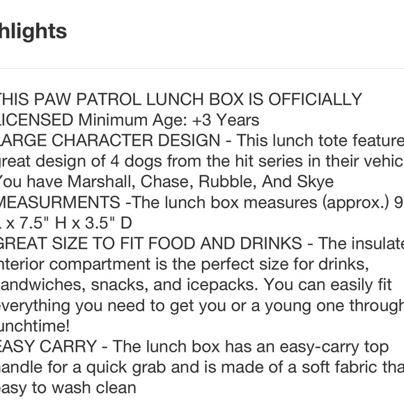 Nickelodeon Paw Patrol "PP" Blue Insulated Lunch Box Cartoon Kids School Picnic - Picture 2 of 4